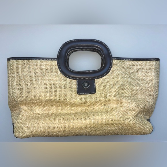 Maxx New York Handbags - Maxx New York Tan and Black Tote Bag with Textured Design